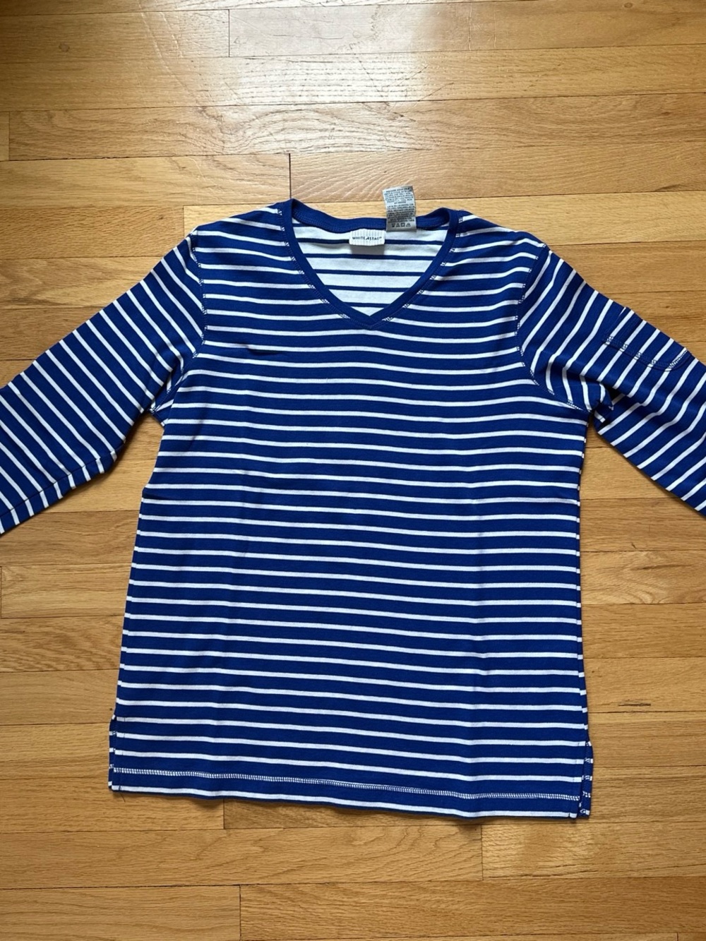 White Stag Blue & White Striped V-Neck Long Sleeve Top
